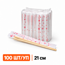 Палочки бамбуковые в индивидуальной упаковке 21 см, 100 шт/уп