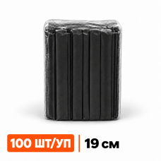 Палочки круглые бамбуковые в черной индивидуальной упаковке 19 см, 100 шт/уп