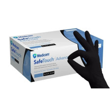 Виниловые одноразовые перчатки без пудры черные "MEDICOM" 100 шт/уп