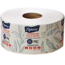 Туалетний папір Джамбо Papero білий двошаровий 60 м, 12 шт/уп