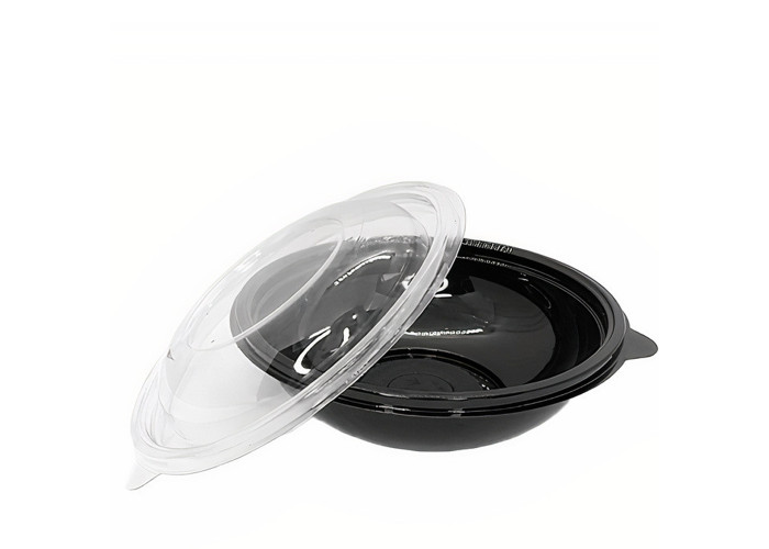 Упаковка для салату CC-1000 мл чорна з купольною кришкою, 300 шт/уп