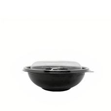 Упаковка для салату CC-750 мл чорна з купольною кришкою, 300 шт/уп